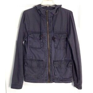 Vtg Aeropostale Jacket S/P Gray Cargo Hooded Zip Utility Bella Swan Preppy Y2K
